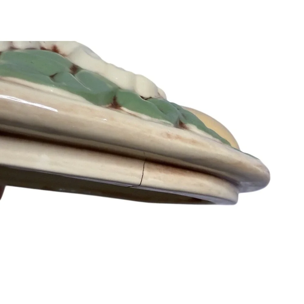 Vintage Mid Century Ceramic Fruit Covered‎ Dish Floral Kitchen Storage Container